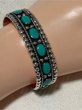 SEED & SAGE Made In Mexico Sterling Silver Turquoise Bead Cuff Bracelet New